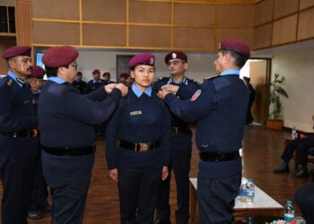 नवनियुक्त प्रहरी निरीक्षकहरू दर्ज्यानी चिन्हद्वारा सुशोभित