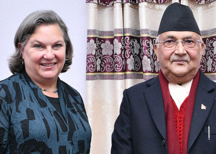 अमेरिकी उपविदेश मन्त्री र एमाले अध्यक्ष ओलीबीच भेटवार्ता 
