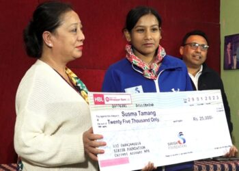 यू-२२ एसियन बक्सिङ मा ऐतिहासिक रजत पदक बिजेता  सुष्मा तामाङलाई सम्मान