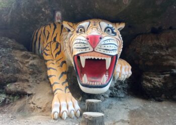 पर्यटक लोभ्याउँदै बाघको मूर्ति