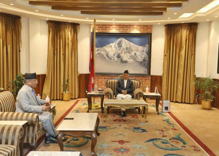 राष्ट्रपति पौडेल र प्रधानमन्त्री दाहालबीच भेटवार्ता