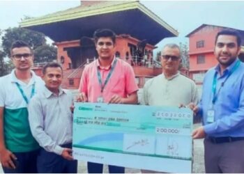 सिटिजन्स बैंकद्वारा  श्री गलेश्वर आश्रम देवघाटधामलाई ५ लाख रकम हस्तान्तरण