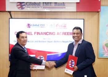 ग्लोबल आइएमई बैंक र बोटलर्स नेपालबीच च्यानल फाइनान्सिङ्ग सम्झौता