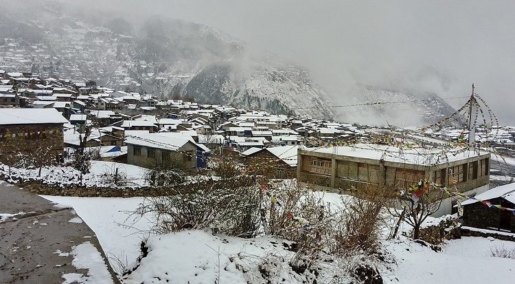 उच्च पहाडी क्षेत्रमा वर्षासँगै हिमपात