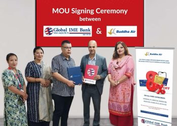 ग्लोबल आइएमई बैंकका ग्राहकले बुद्ध एयरको टिकट खरिदमा ८ प्रतिशत छुट पाउने