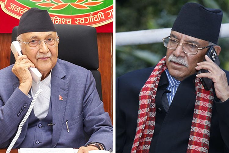 प्रधानमन्त्री ओली र प्रचण्डबीच टेलिफोनमा संवाद