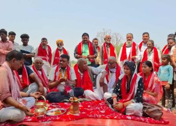 मन्त्री जयसवालद्वारा मन्दिरकाे शिलान्यास