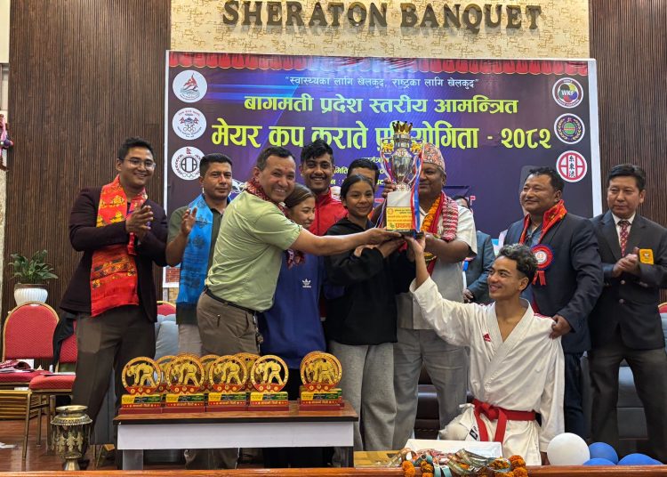   बागमती प्रदेशस्तरीय आमन्त्रण मेयर कप कराँते प्रतियोगिताको उपाधि सूर्यविनायक नगरपालिकालाई