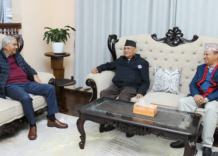 केपी ओली र शेरबहादुर देउवाबीच भेट