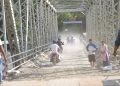 बूढीगण्डकी नदीस्थित आरुघाटमा बेलीब्रिज निर्माण